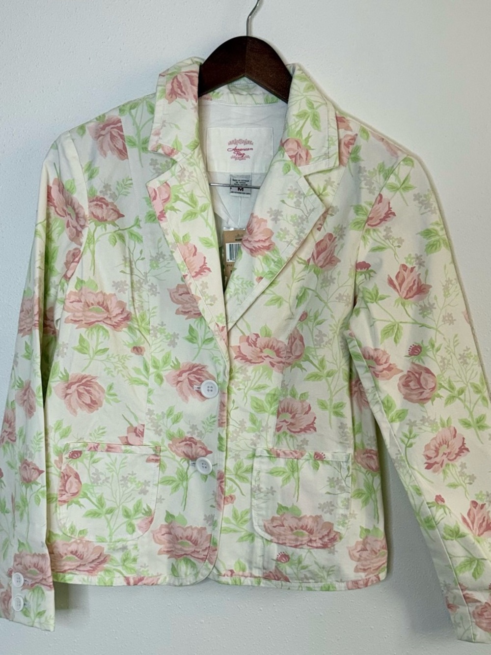 American Rag Floral Blazer Jacket NWT Medium Pink Rose Cottagecore - Picture 8 of 11